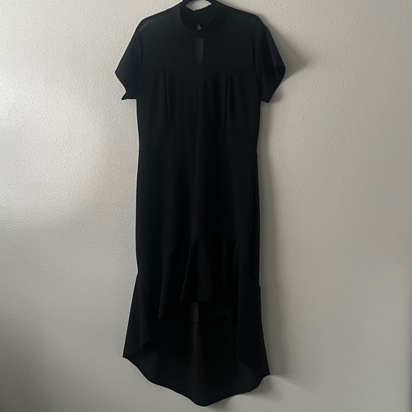 NWOT Elegant Mesh Frill Ruffle Round Neck Pencil Cocktail Dress - Picture 5 of 8